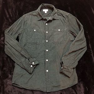 Dark Green Corduroy Button Down Tee